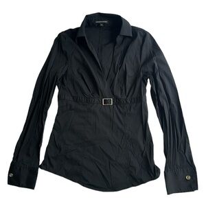 Express Stretch Black Blouse with Buckle, sz XS